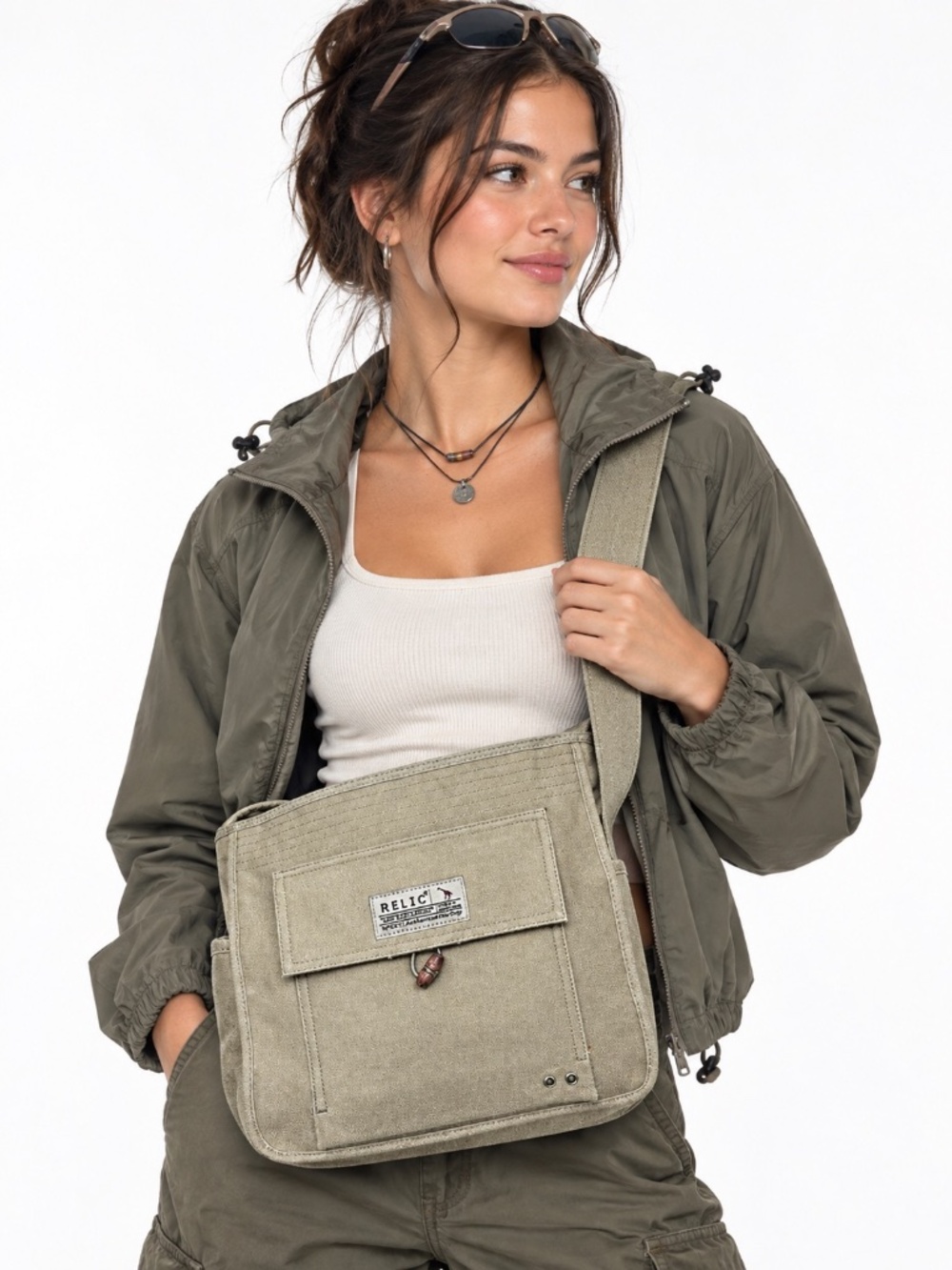 Vintage Relic Canvas Messenger Bag Khaki Gorpcore Military Field Gear Crossbody